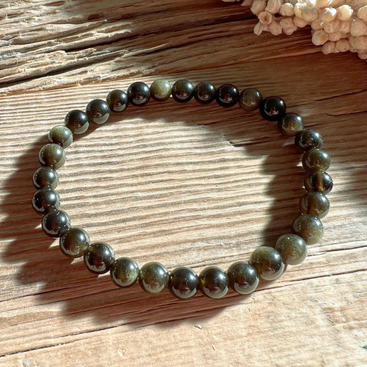 Obsidian (Gold) Kugelarmband