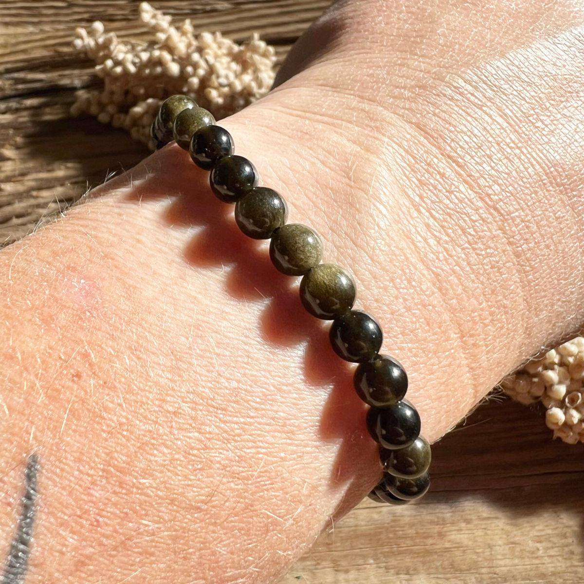Obsidian (Gold) Kugelarmband