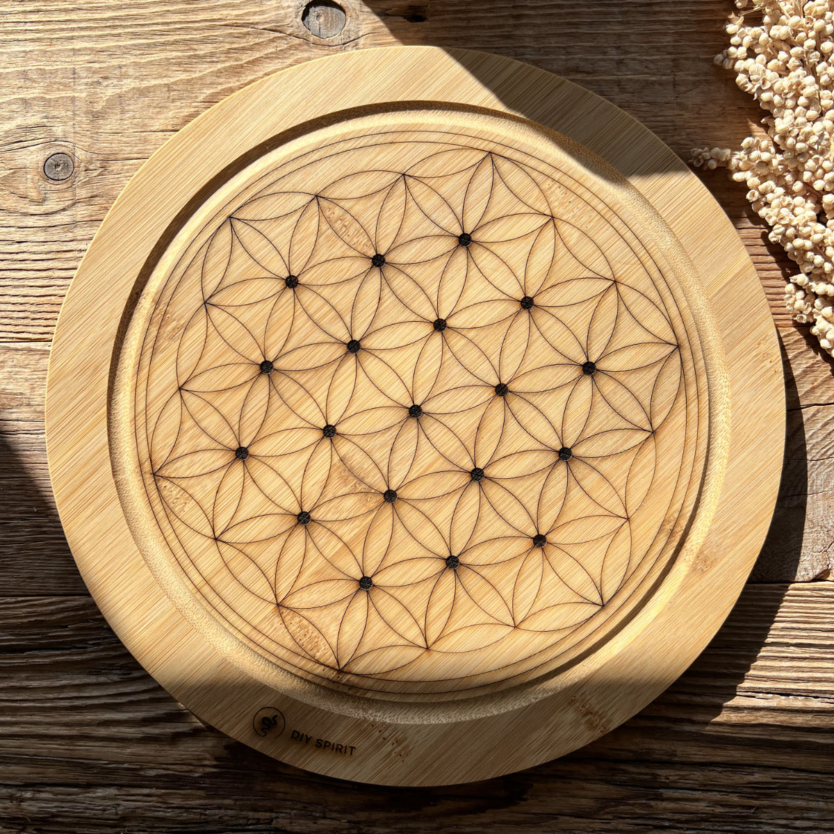 Crystal Grid Board "Blume des Lebens" (Bambus) - DIY SPIRIT
