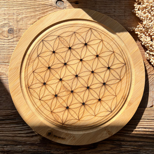 Crystal Grid Board "Blume des Lebens" (Bambus) - DIY SPIRIT #