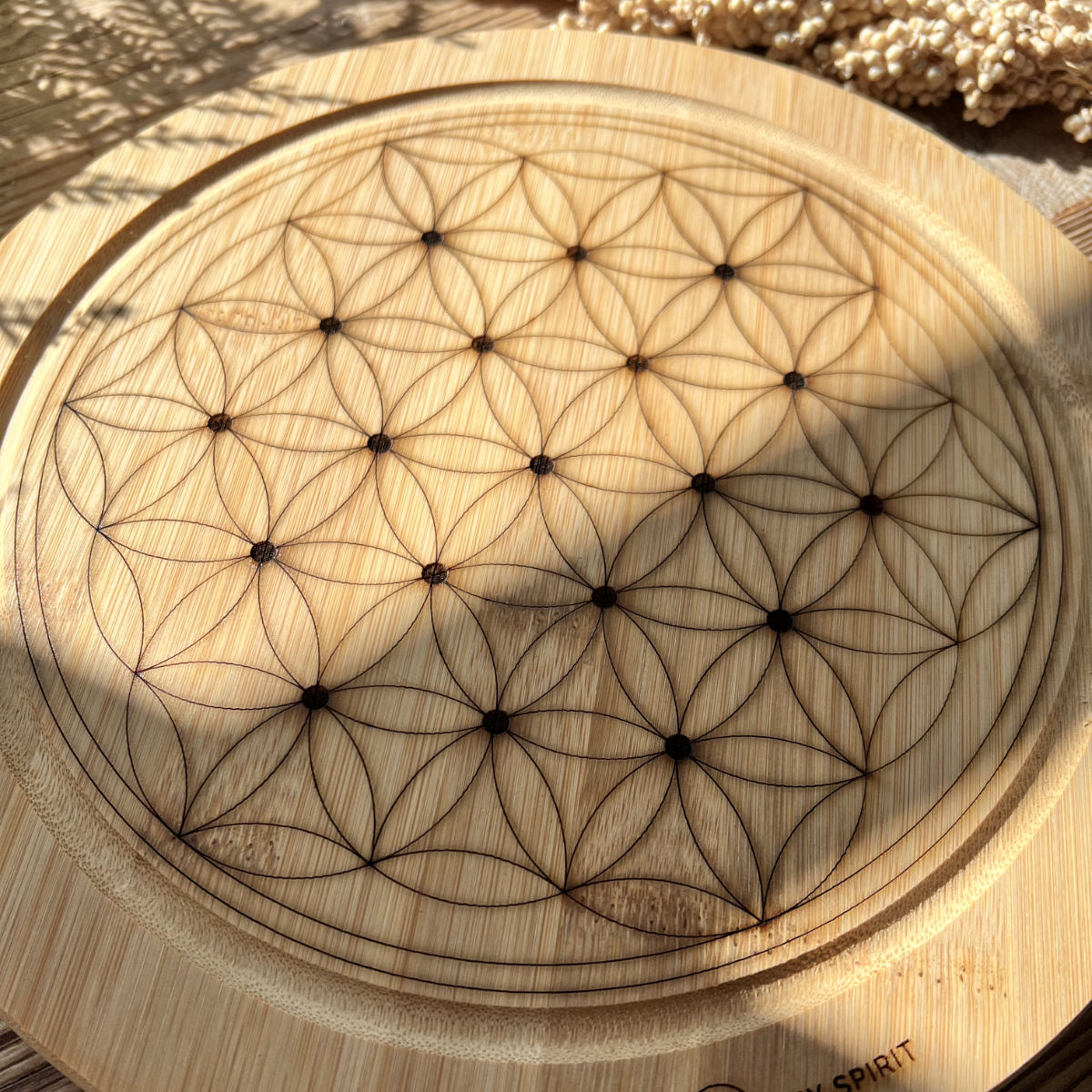 Crystal Grid Board "Blume des Lebens" (Bambus) - DIY SPIRIT #
