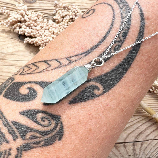 Aquamarin Doppelender Halskette - DIY SPIRIT #