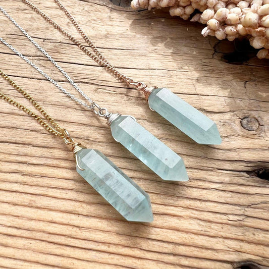 Aquamarin Doppelender Halskette - DIY SPIRIT #