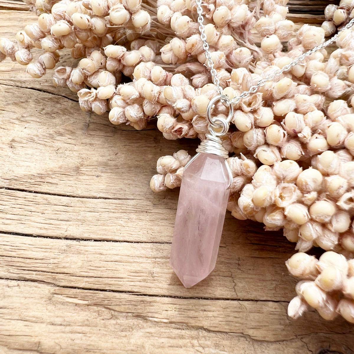 Rosenquarz Doppelender Halskette - DIY SPIRIT #