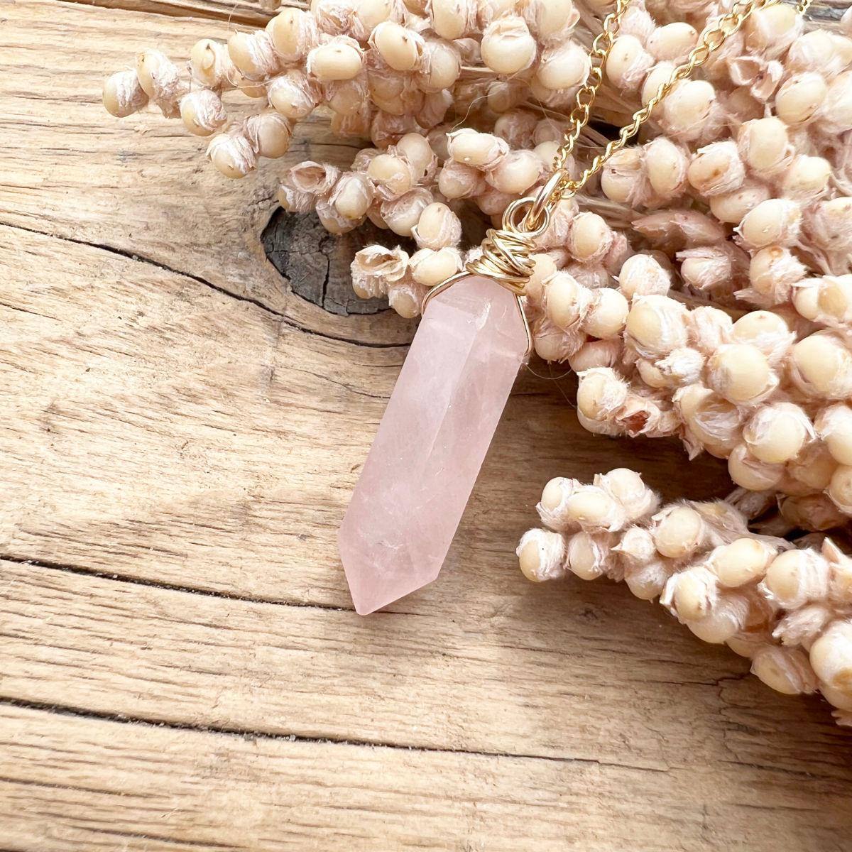 Rosenquarz Doppelender Halskette - DIY SPIRIT #