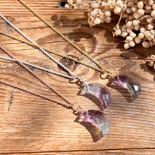 Fluorit Moon Halskette