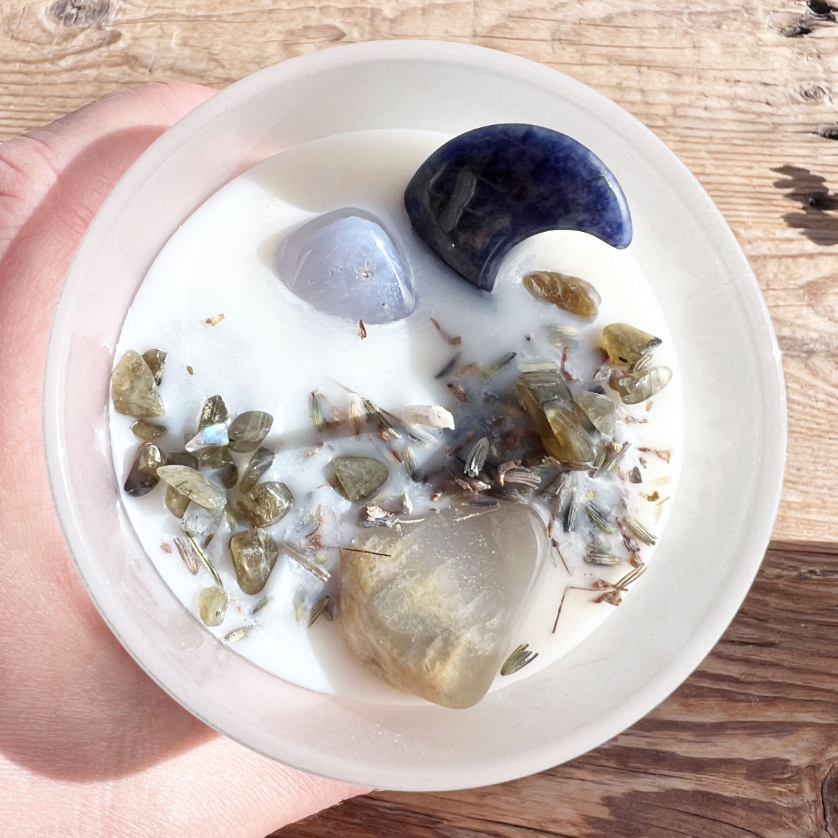 DIY Kristallkerze im Glas mit Kristallchips