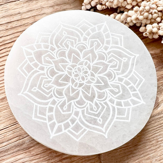 Selenit Ladeplatte Flower - DIY SPIRIT #