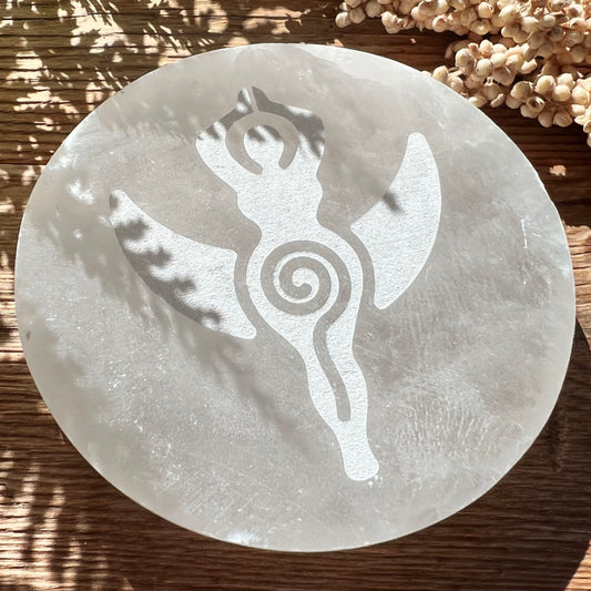 Selenit Ladeplatte Moon Goddess