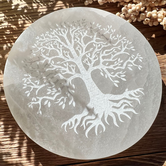 Selenit Ladeplatte Tree of Life
