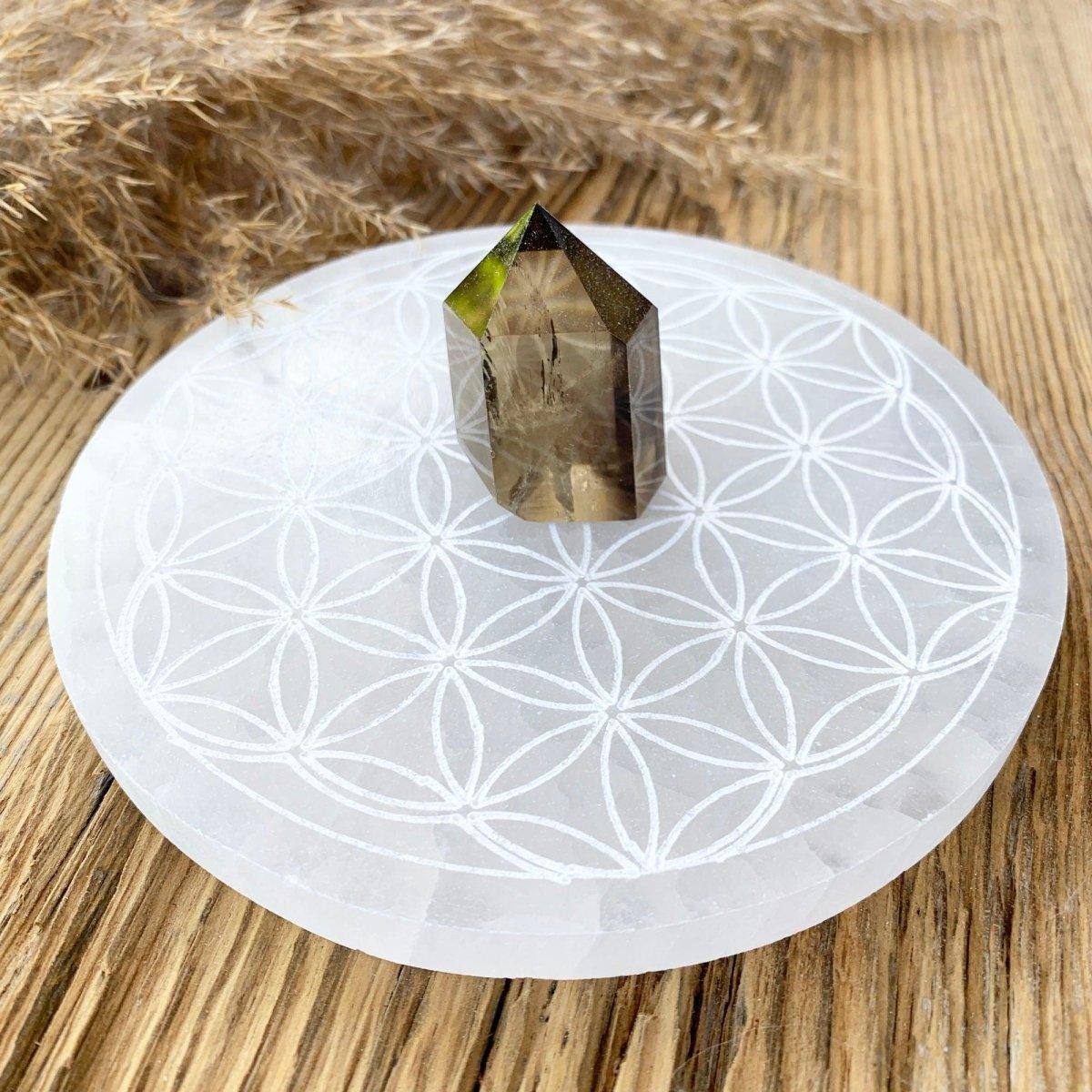 Selenit Ladeplatte (Blume des Lebens) - DIY SPIRIT