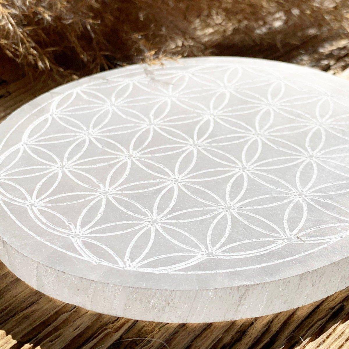 Selenit Ladeplatte (Blume des Lebens) - DIY SPIRIT