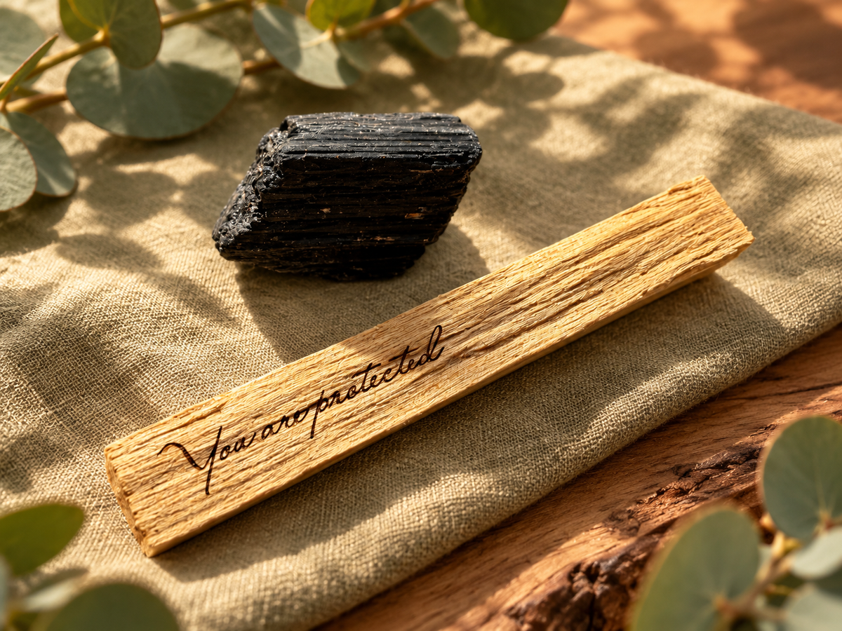 Turmalin mit Palo-Santo-Stab