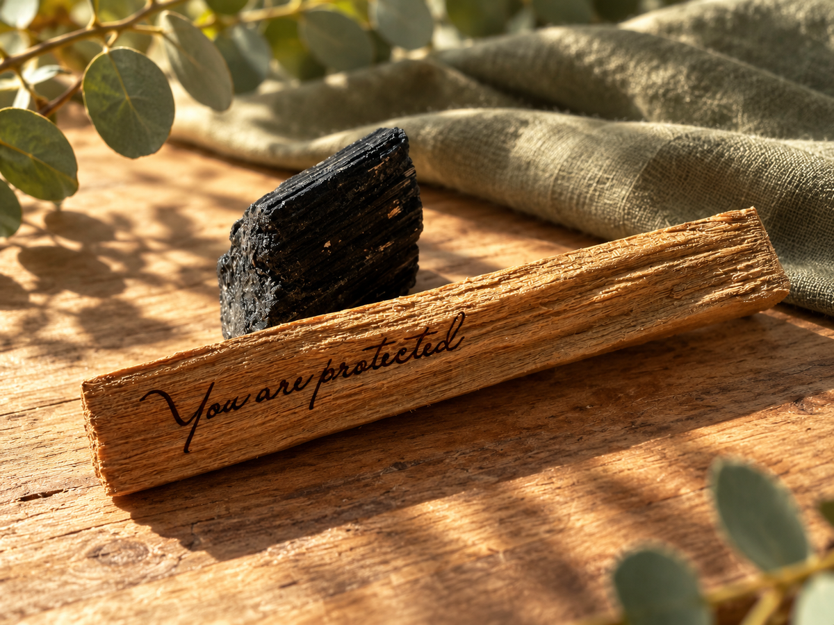 Palo Santo mit Gravur You are protected und schwarzem Turmalin