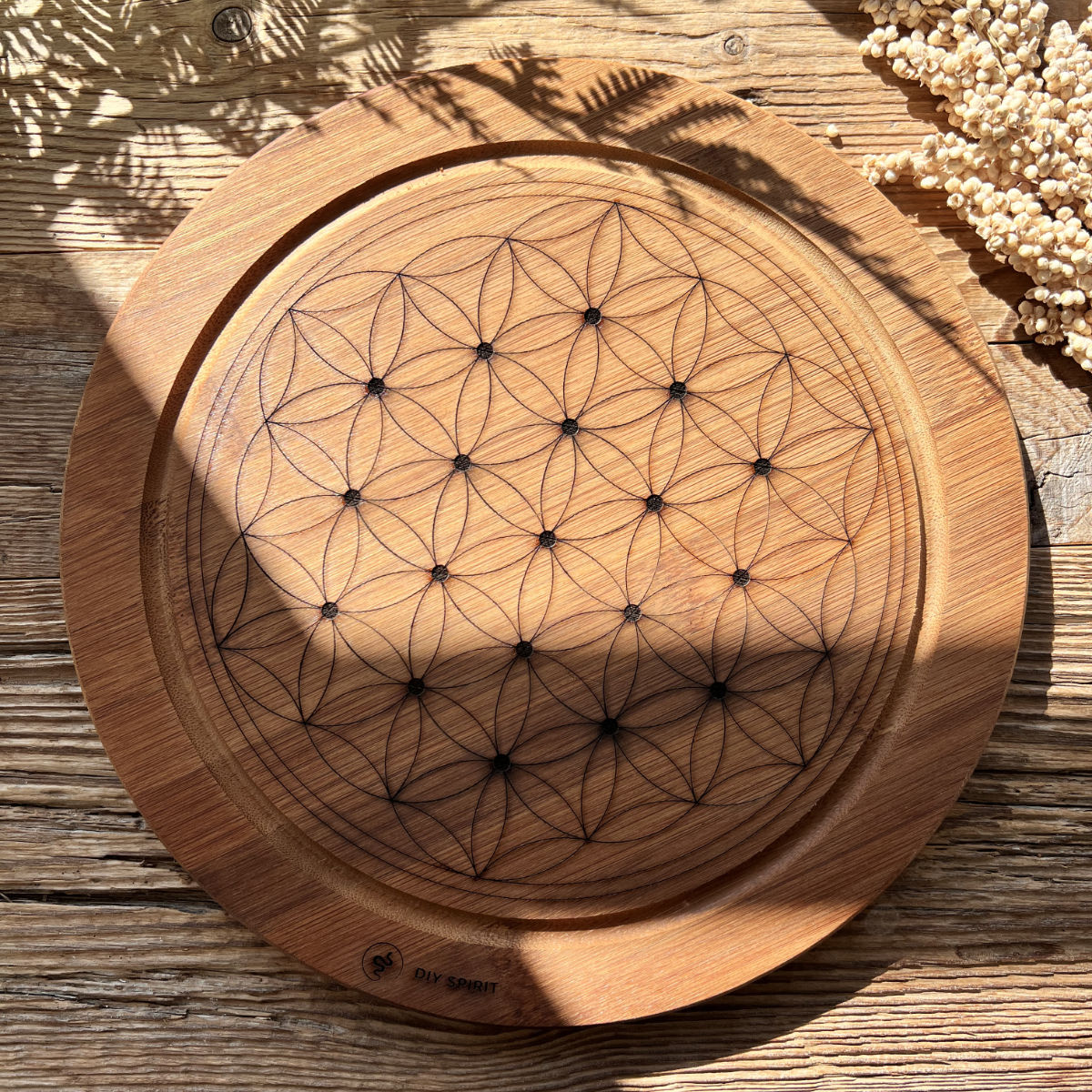 Crystal Grid Board "Blume des Lebens" (Bambus) - DIY SPIRIT