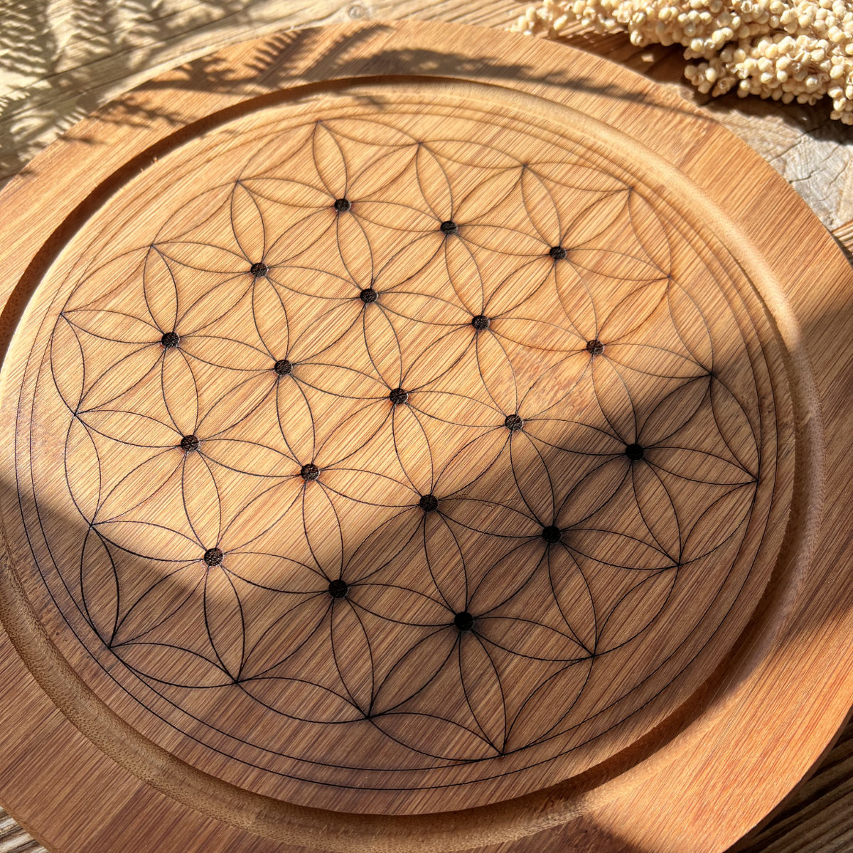 Crystal Grid Board "Blume des Lebens" (Bambus) - DIY SPIRIT