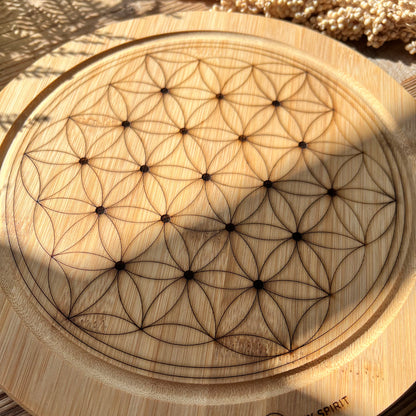 Crystal Grid Board "Blume des Lebens" (Bambus) - DIY SPIRIT #