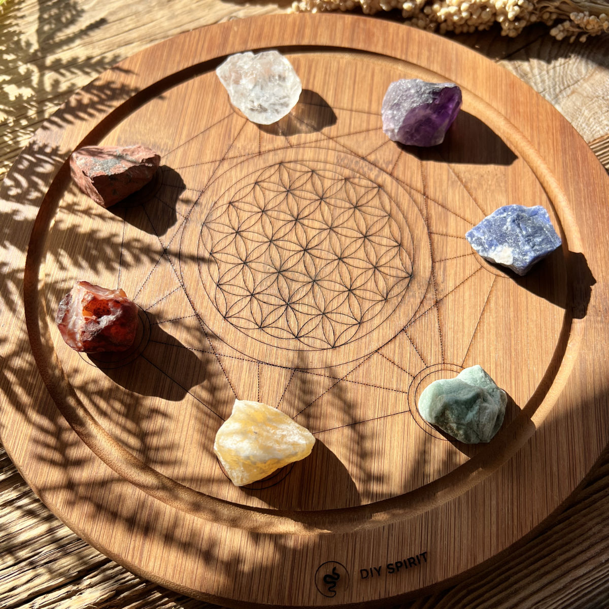 Crystal Grid Board "7 Chakren" (Bambus) - DIY SPIRIT #
