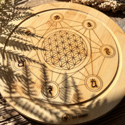 Crystal Grid Board "7 Chakren" (Bambus) - DIY SPIRIT #