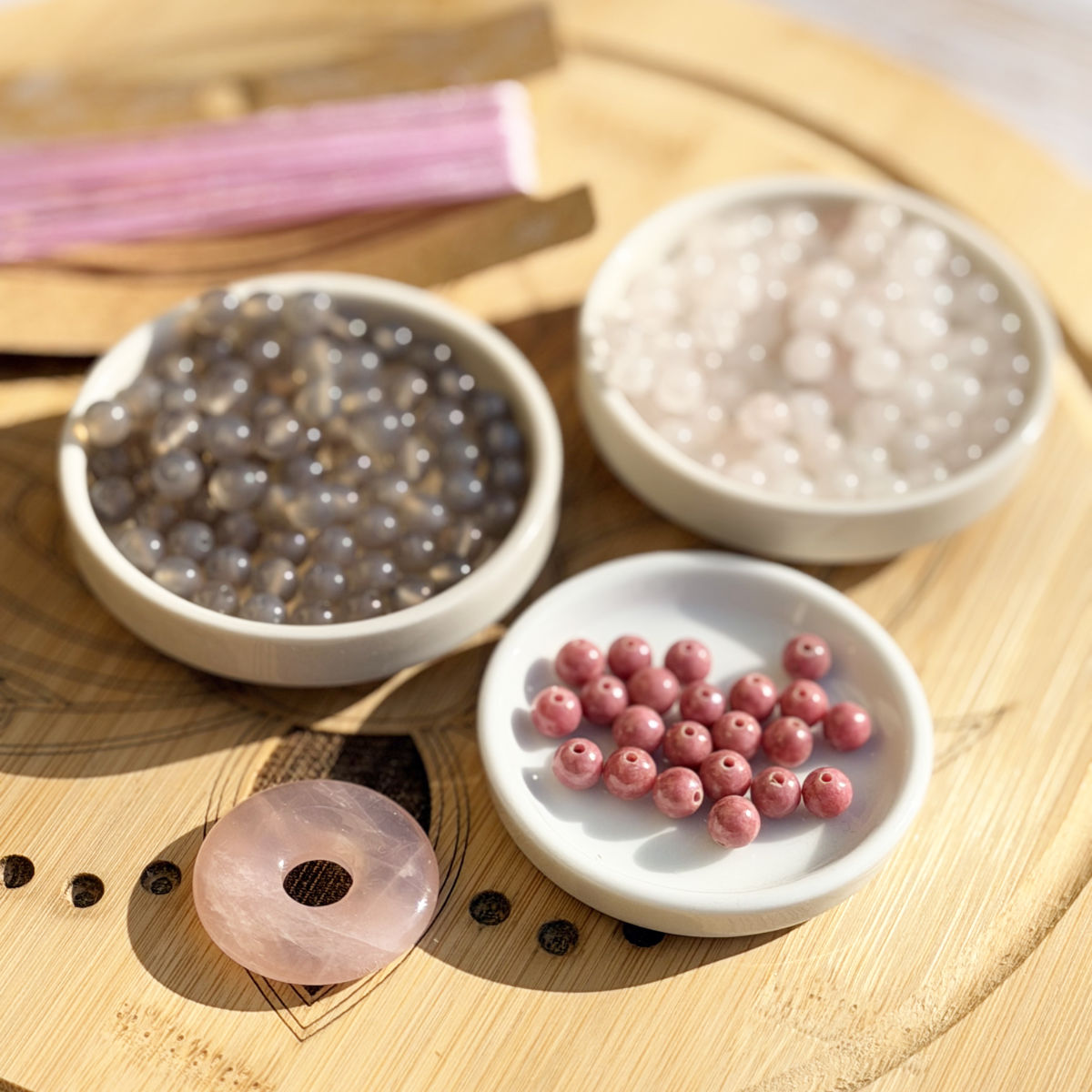 Selflove Mala DIY-Set – Nahaufnahme der Edelsteinperlen