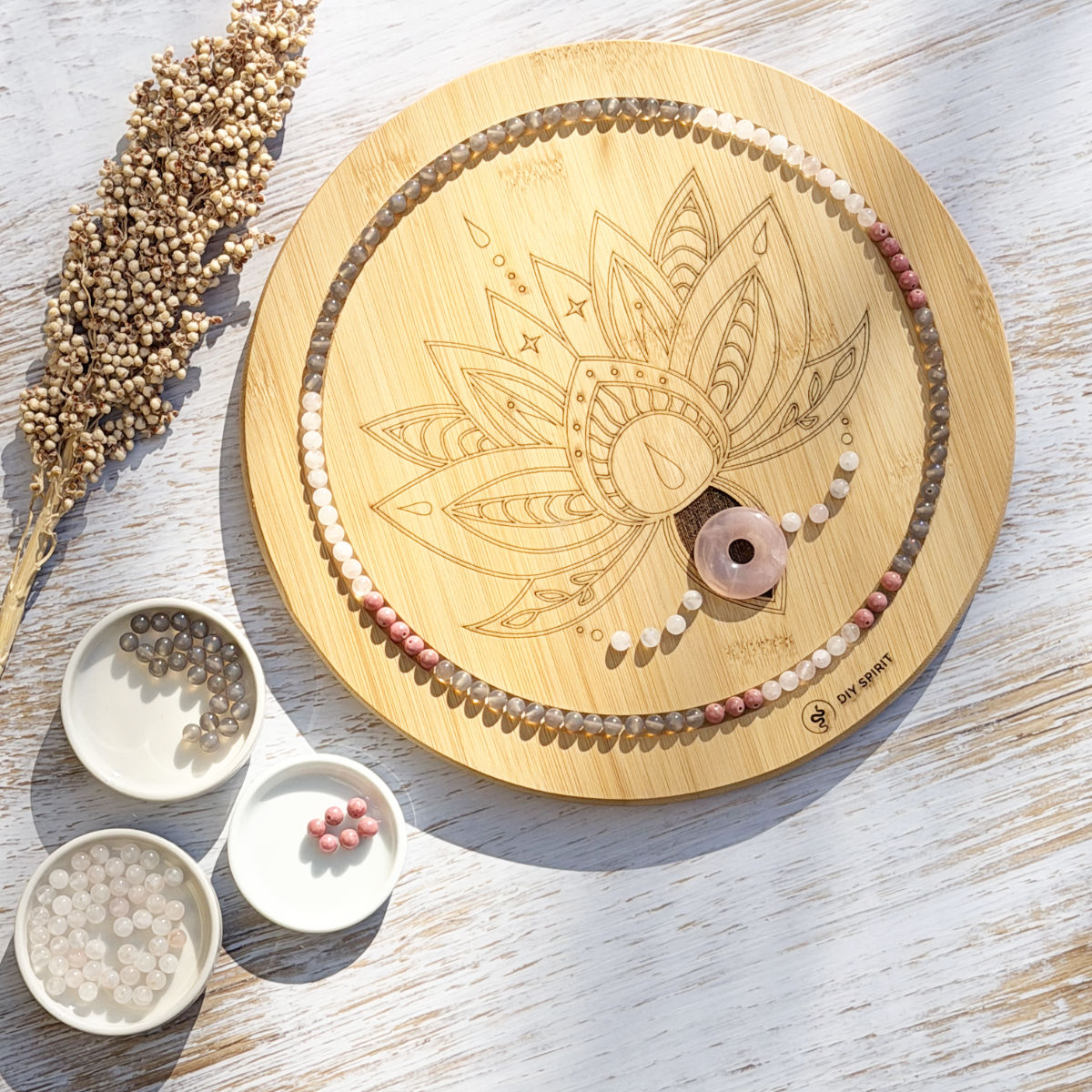 Selflove Mala DIY-Set – Rosenquarz Donut-Anhänger im Detail