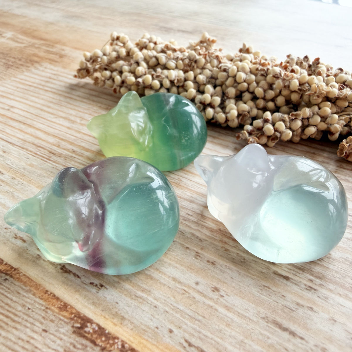 Fluorit-Carving Katze