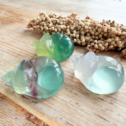 Fluorit-Carving Katze