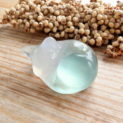 Fluorit-Carving Katze