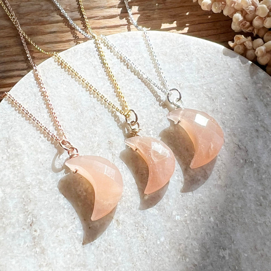 Mondstein (apricot) Moon Halskette - DIY SPIRIT