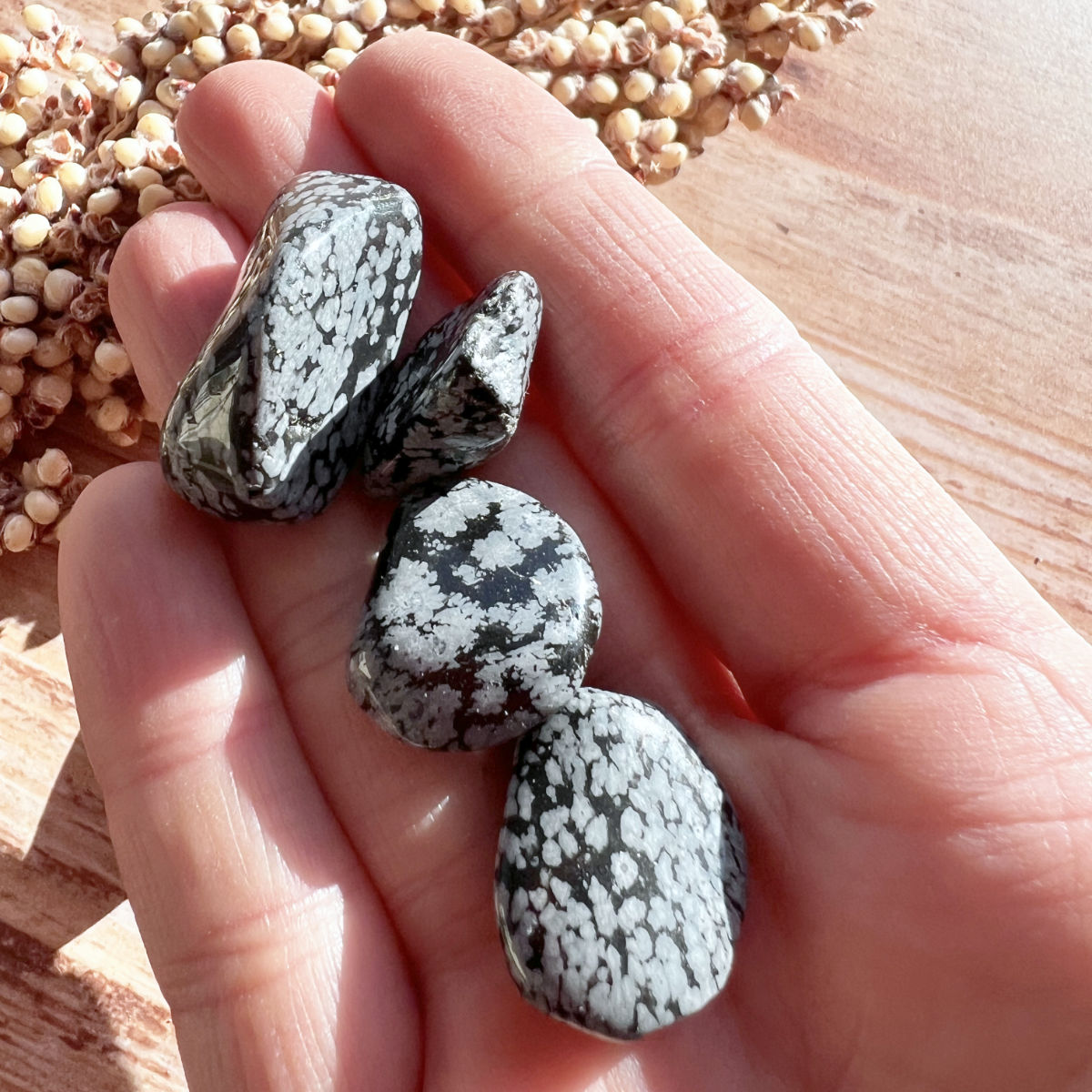Schneeflockenobsidian Trommelstein