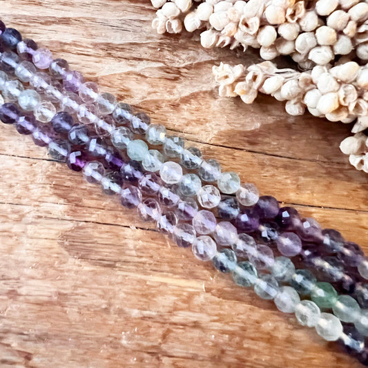 Fluorit Perlen (facettiert, 4mm)