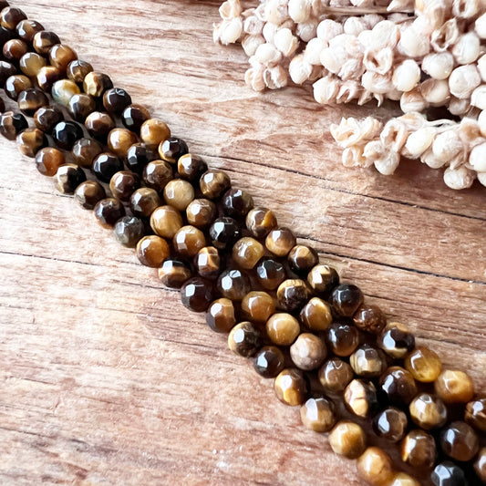 Tigerauge Perlen (facettiert, 4mm)