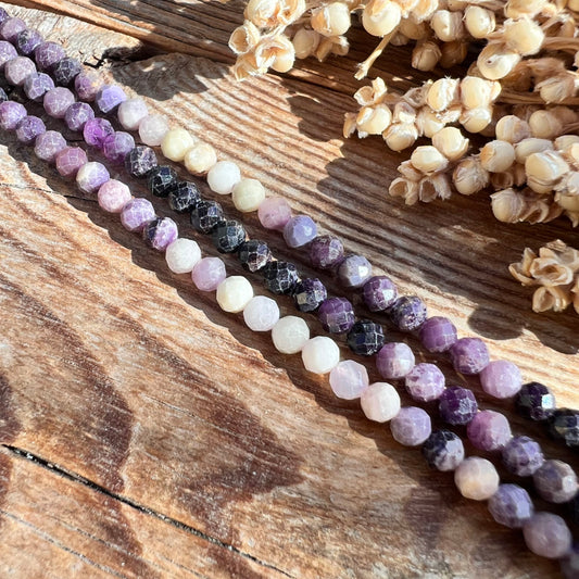Morado-Opal mit Amethyst Perlen (facettiert, 4mm)