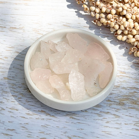 Rosenquarz Rohstein-Chips