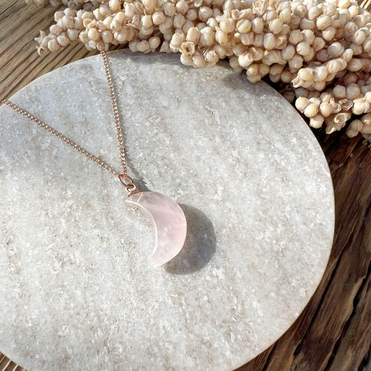 Rosenquarz Moon Halskette - DIY SPIRIT #
