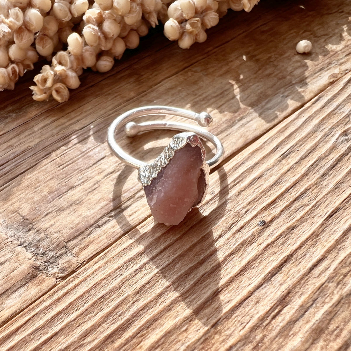Rosa Opal Silberring